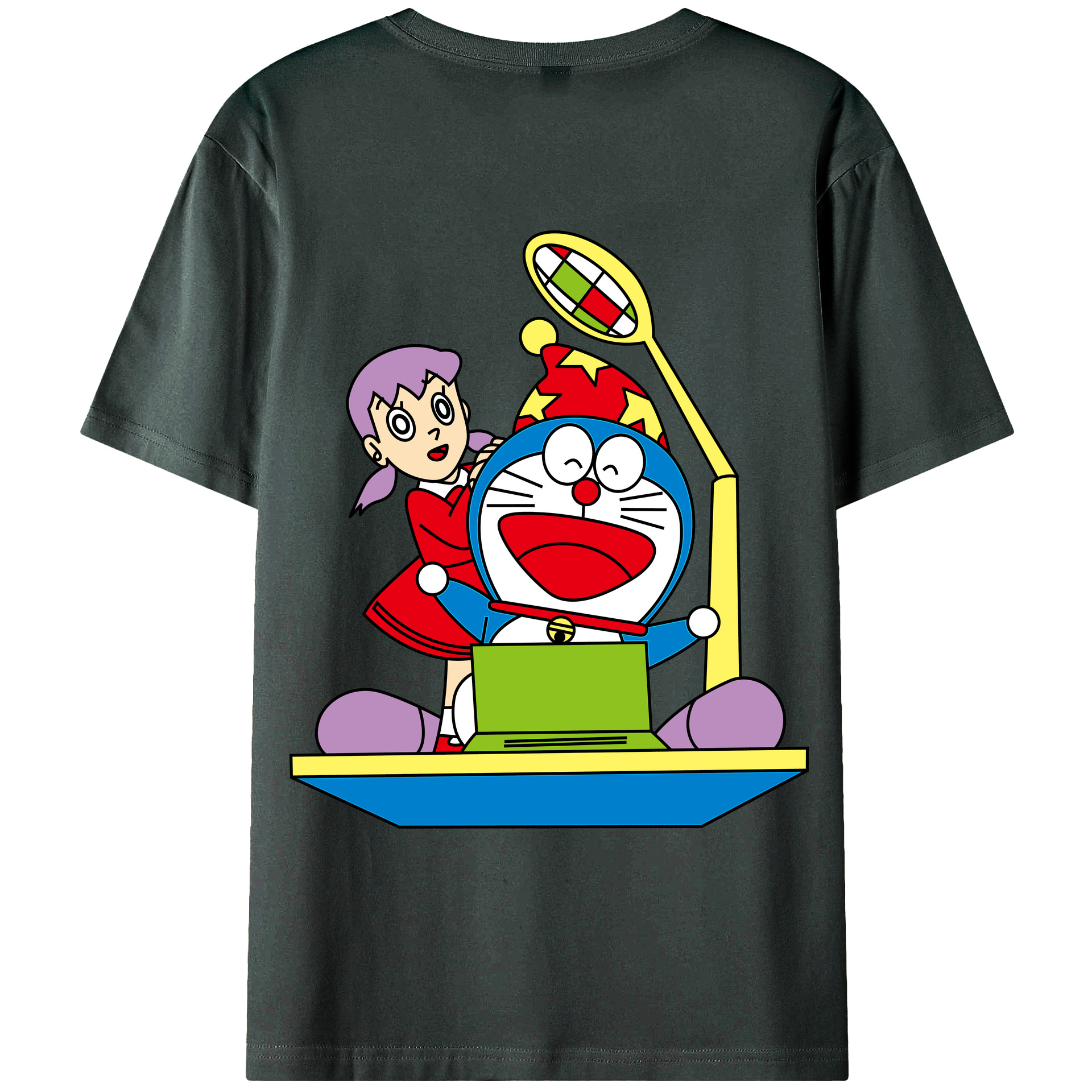 （画像用） ドラえもん みなもと しずか Doraemon Shizuka Minamoto 綿100％ メンズ半袖Tシャツ（バックプリント） 通気性